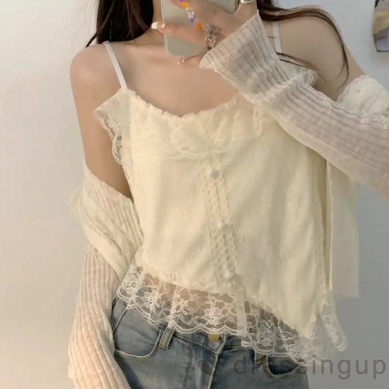 Áo Hai Dây Viền Ren Thời Trang Nữ