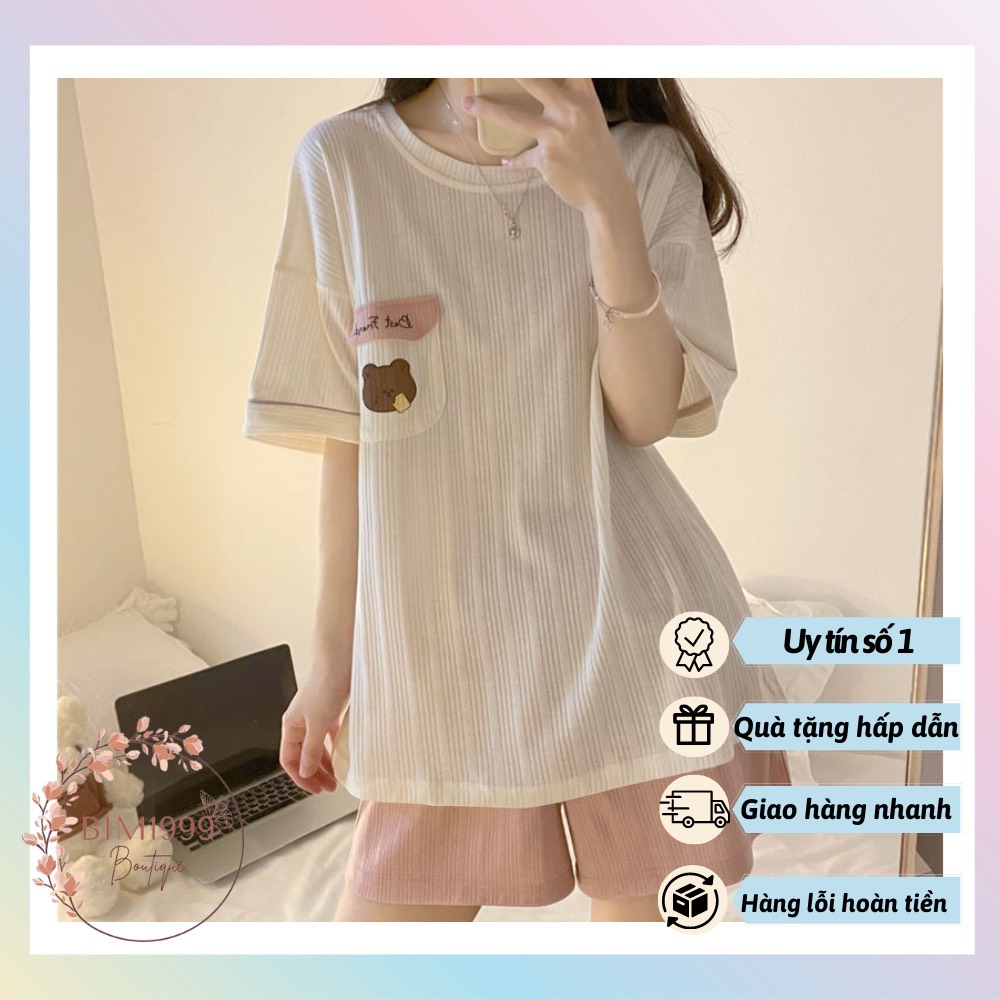 Bộ Mặc Nhà Chất Cotton Gân Siêu Mát Trẻ Trung Năng Động Hàng Order Taobao chất lượng giá ưu đãi