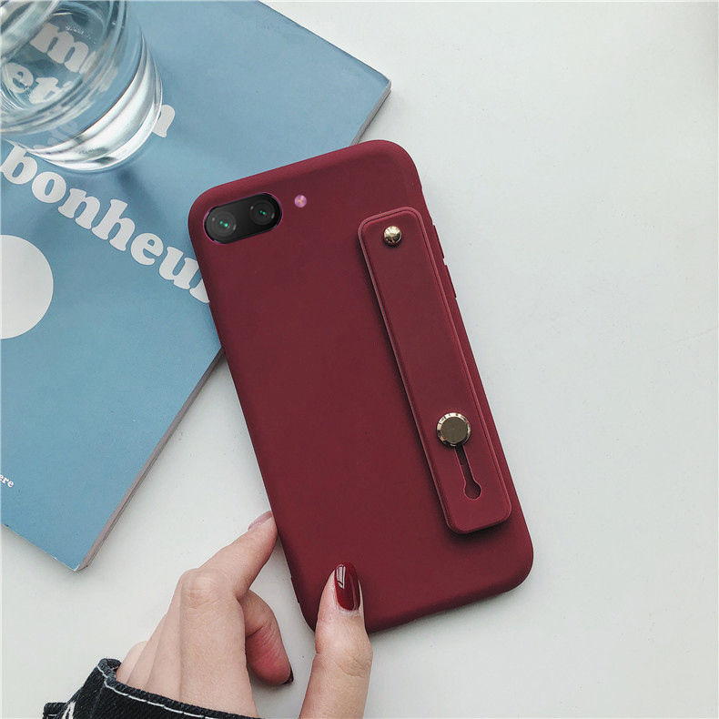 Samsung A02 A02s A12 A21s M31 M30s M21 M20 A01 J8 J7 J5 J3 J2 A9 A8 A7 Prime Plus Pro 2018 Solid Color Soft TPU Stand Case Jelly Phone Cover+Wristband