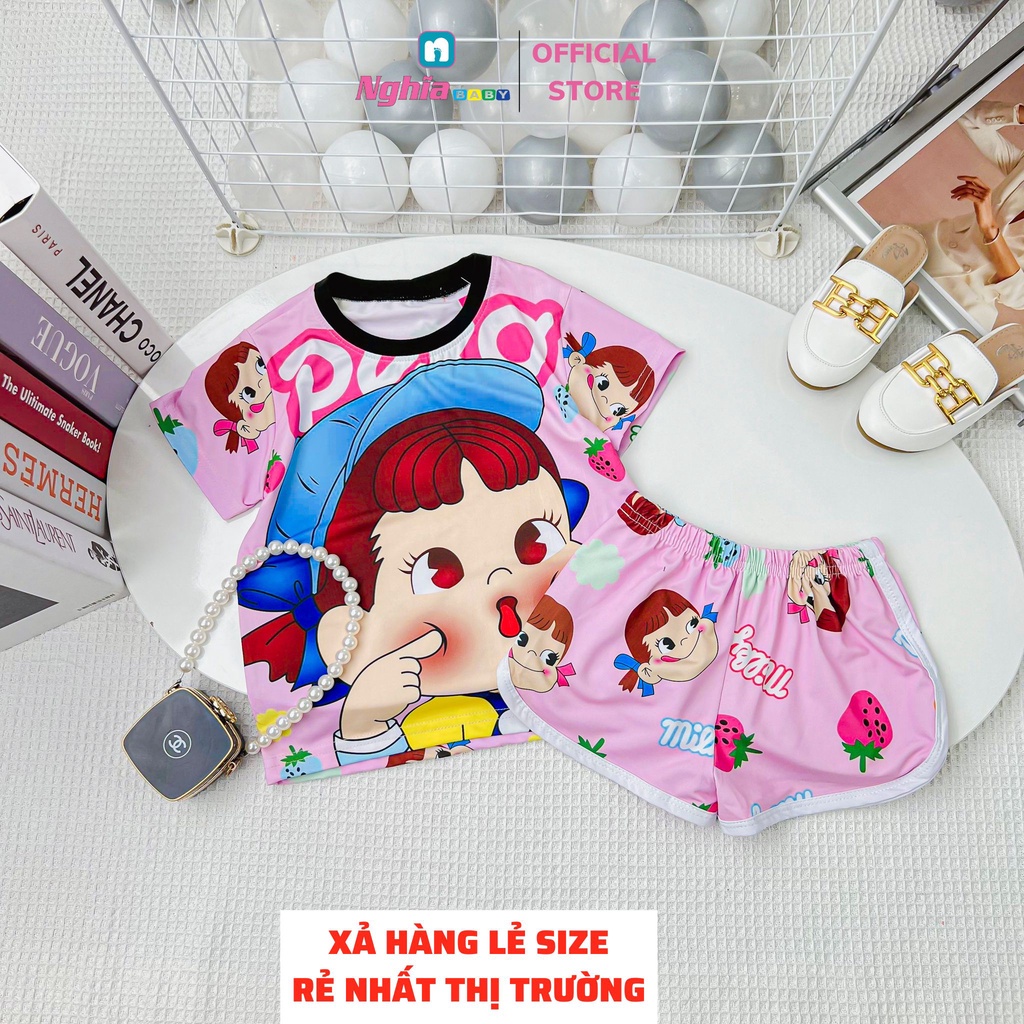 Đồ bộ bé gái quần đùi áo ngắn tay NGHĨA BABY dành cho bé từ 10kg-40kg