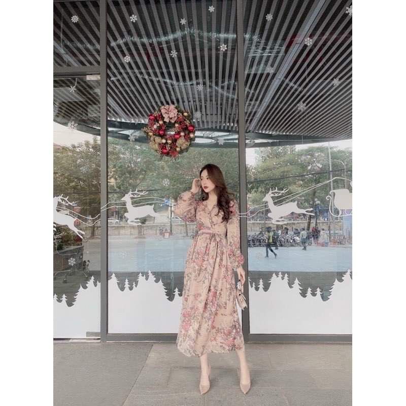 VÁY HOA 3D CỔ V DÁNG MAXI | BigBuy360 - bigbuy360.vn