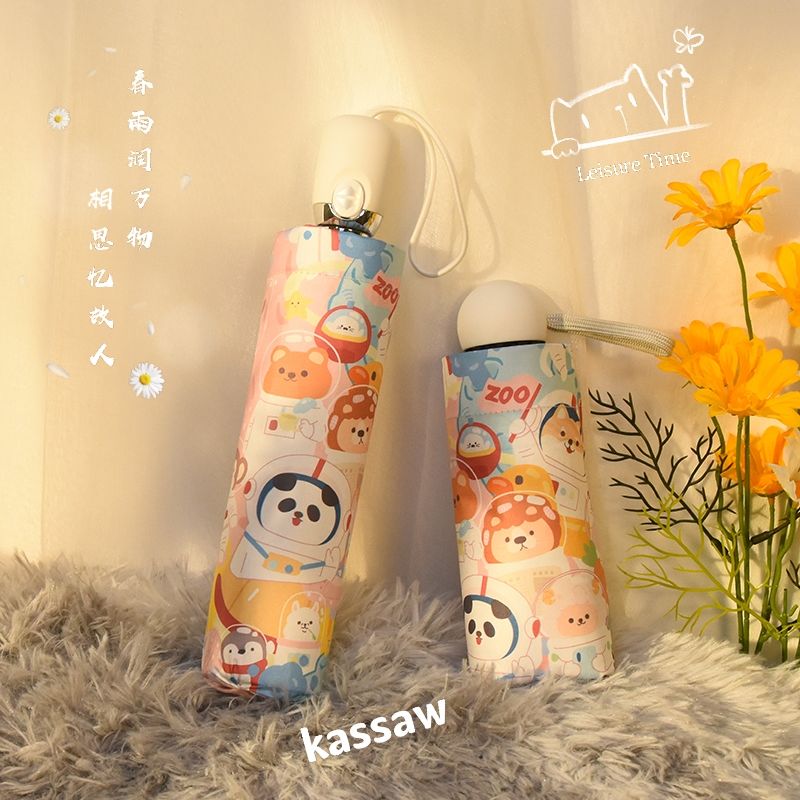 Dù Gấp Tự Động Chống Tia Uv Họa Tiết Đáng Yêu
