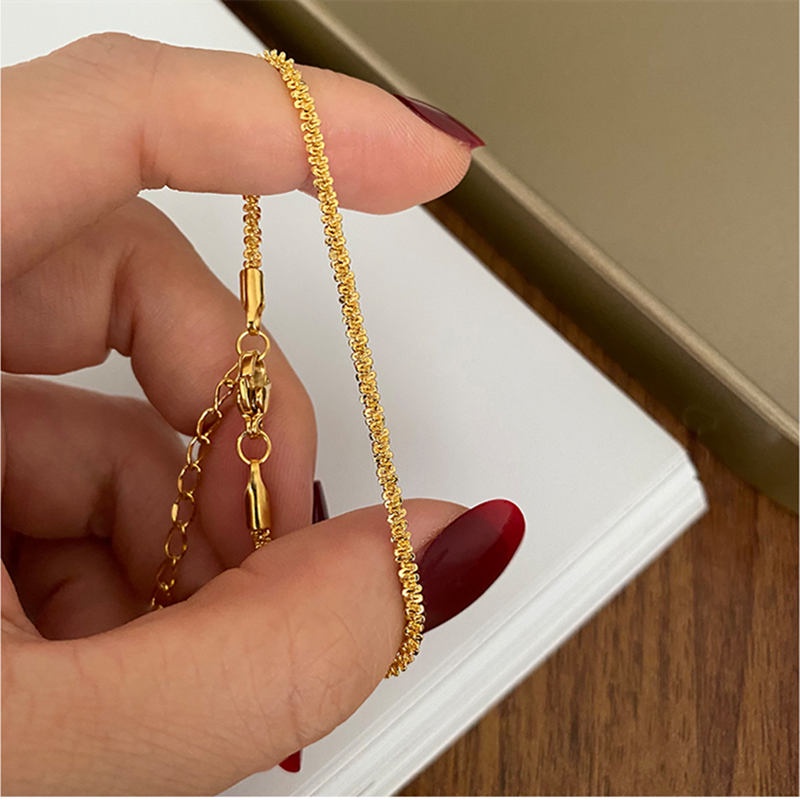 Vòng tay nữ 100% TITAN NGUYÊN CHẤT lắc tay vàng 18K KHÔNG GỈ kiểu dáng đơn giản thanh lịch phong cách thời trang hàn quốc
