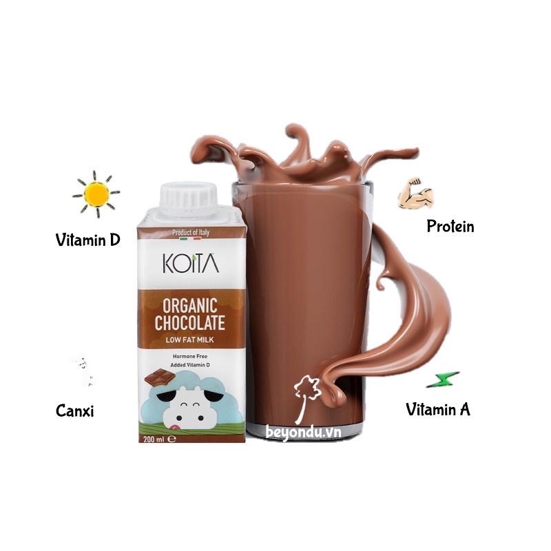 [KOITA] Sữa tươi vị socola hữu cơ 200ml
