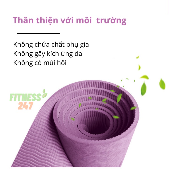 Thảm Yoga TPE Chống Trượt, Thảm Tập Yoga Gym Định Tuyến Cao Cấp Dày 6mm, 8mm Tập Tại Nhà (Tặng kèm túi)