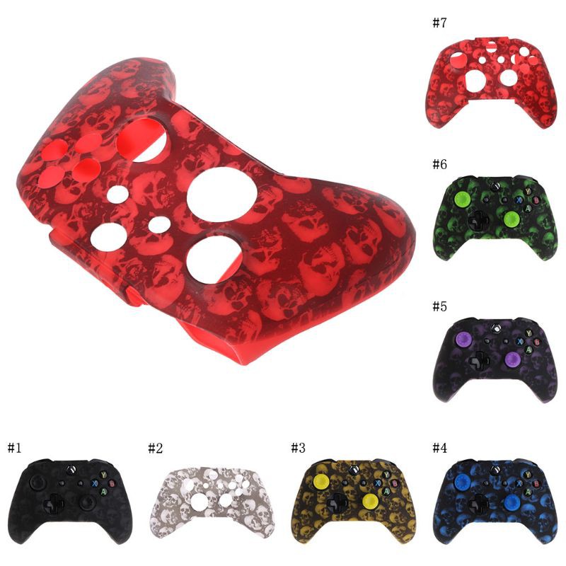 Skull Pattern Silicone Gamepad Cover+2 Joystick Caps For XBox One X S Controller