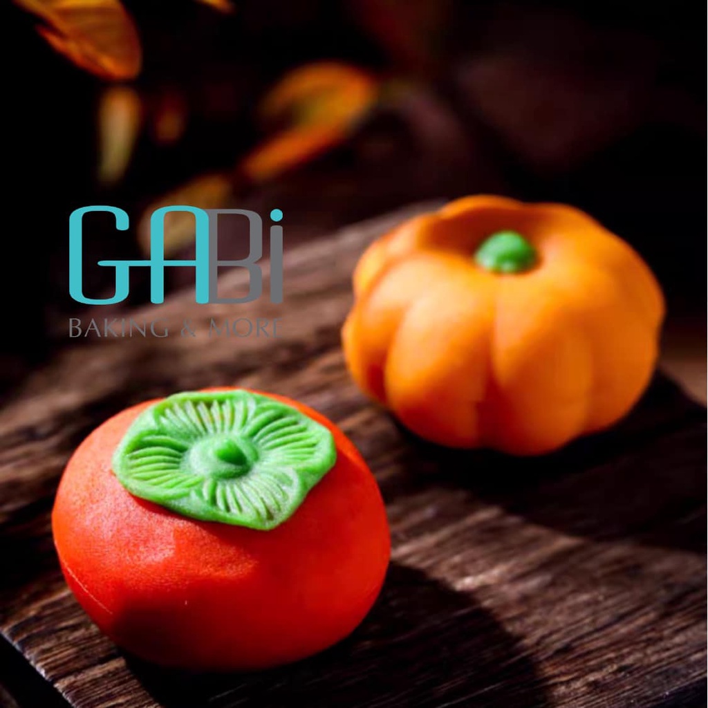 Khuôn ép bánh trung thu hình quả hồng/bí ngô