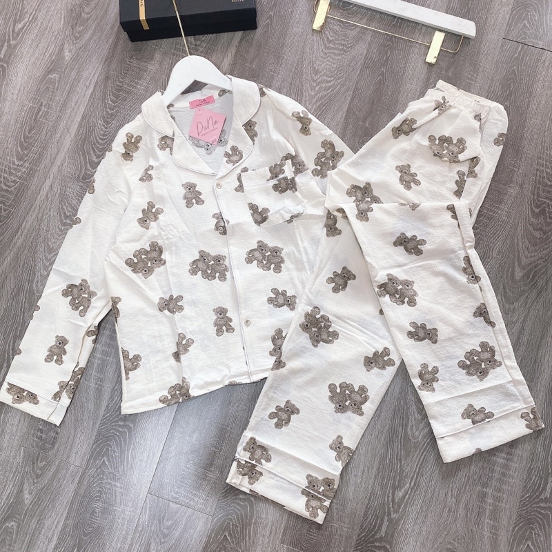 BỘ PIJAMA MẶC NHÀ ĐŨI XỐP ÁO DÀI QUẦN DÀI NỮ