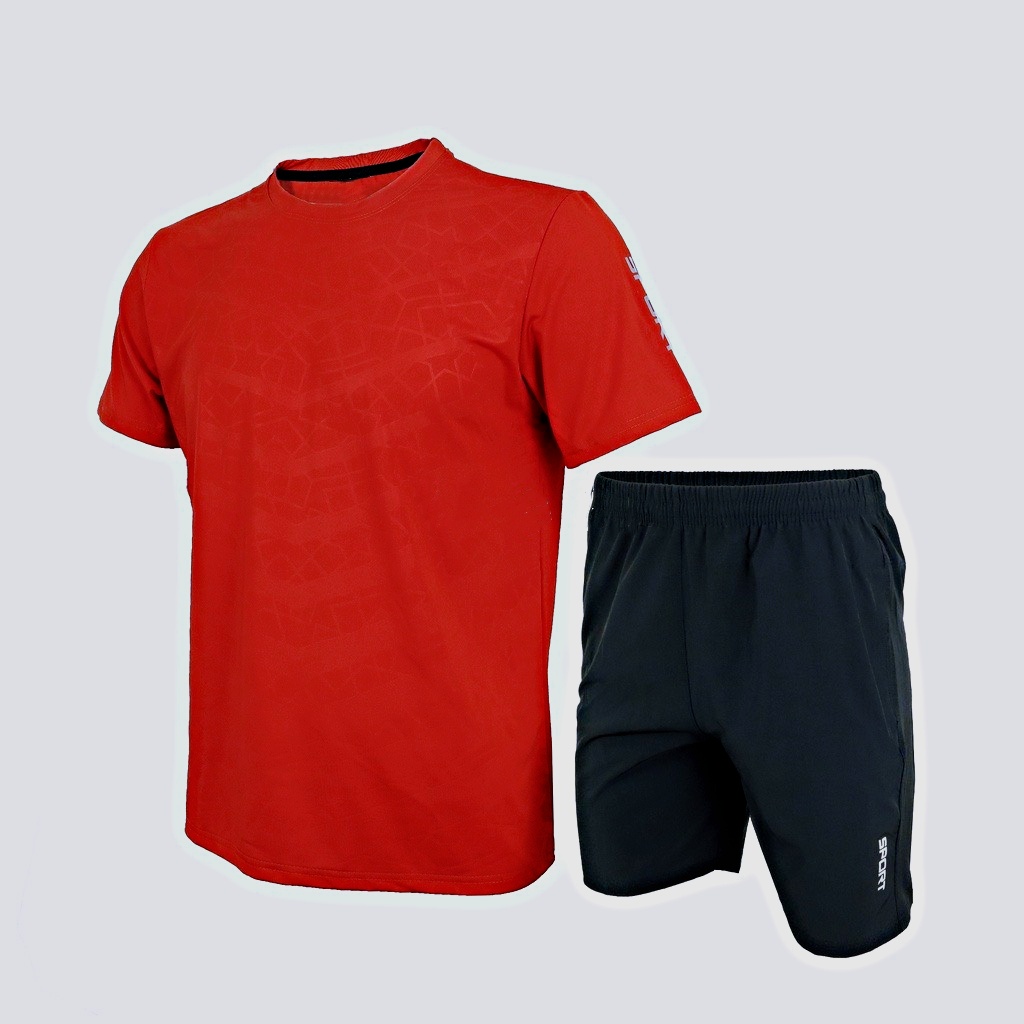 Bộ thể thao nam thun lạnh Sport, bộ thun nam mặc mát co giãn thấm mồ hôi ép vân 3D New22 RunT- Trắng