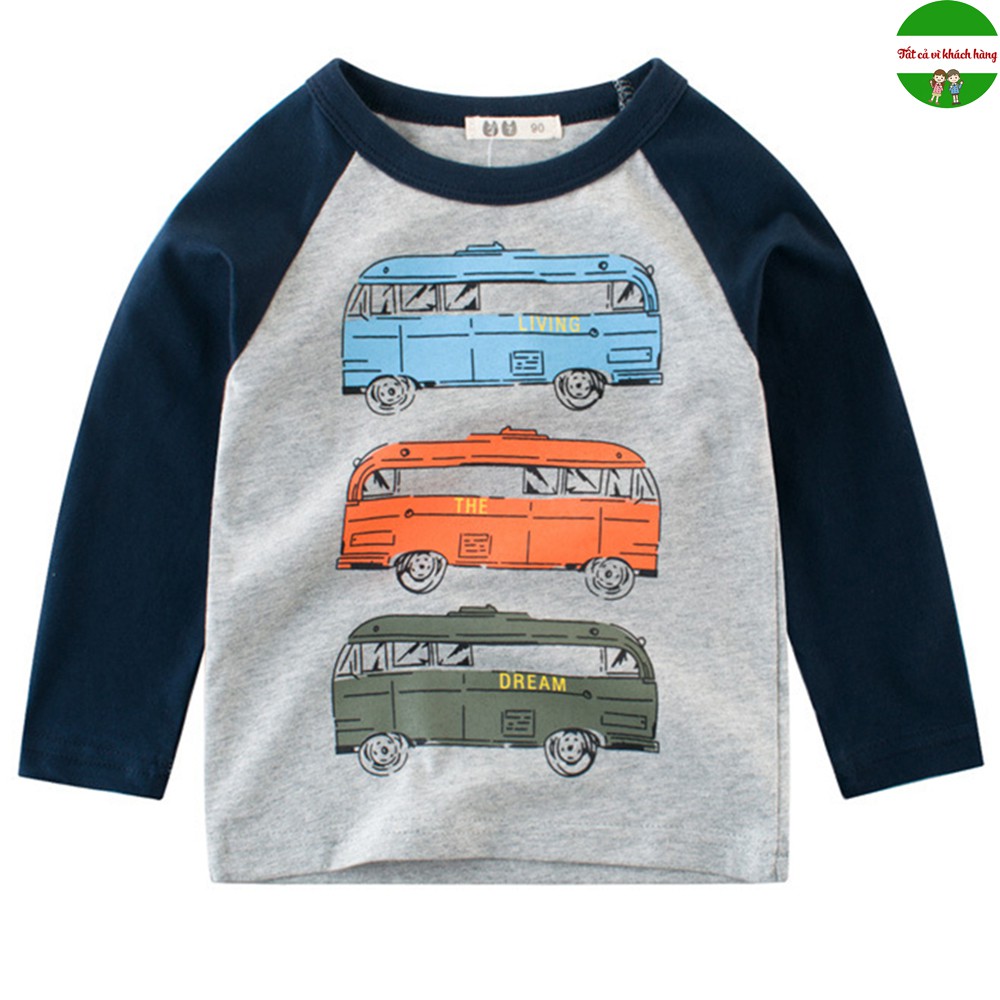 Áo In Hình Xe Bus Độc Đáo Chất Cotton Mềm Mại, An Toàn Cho Bé