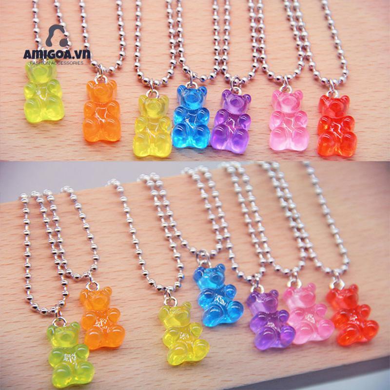 Vòng cổ Mặt Hình Kẹo Trong Suốt Hình Gấu Dễ Thương