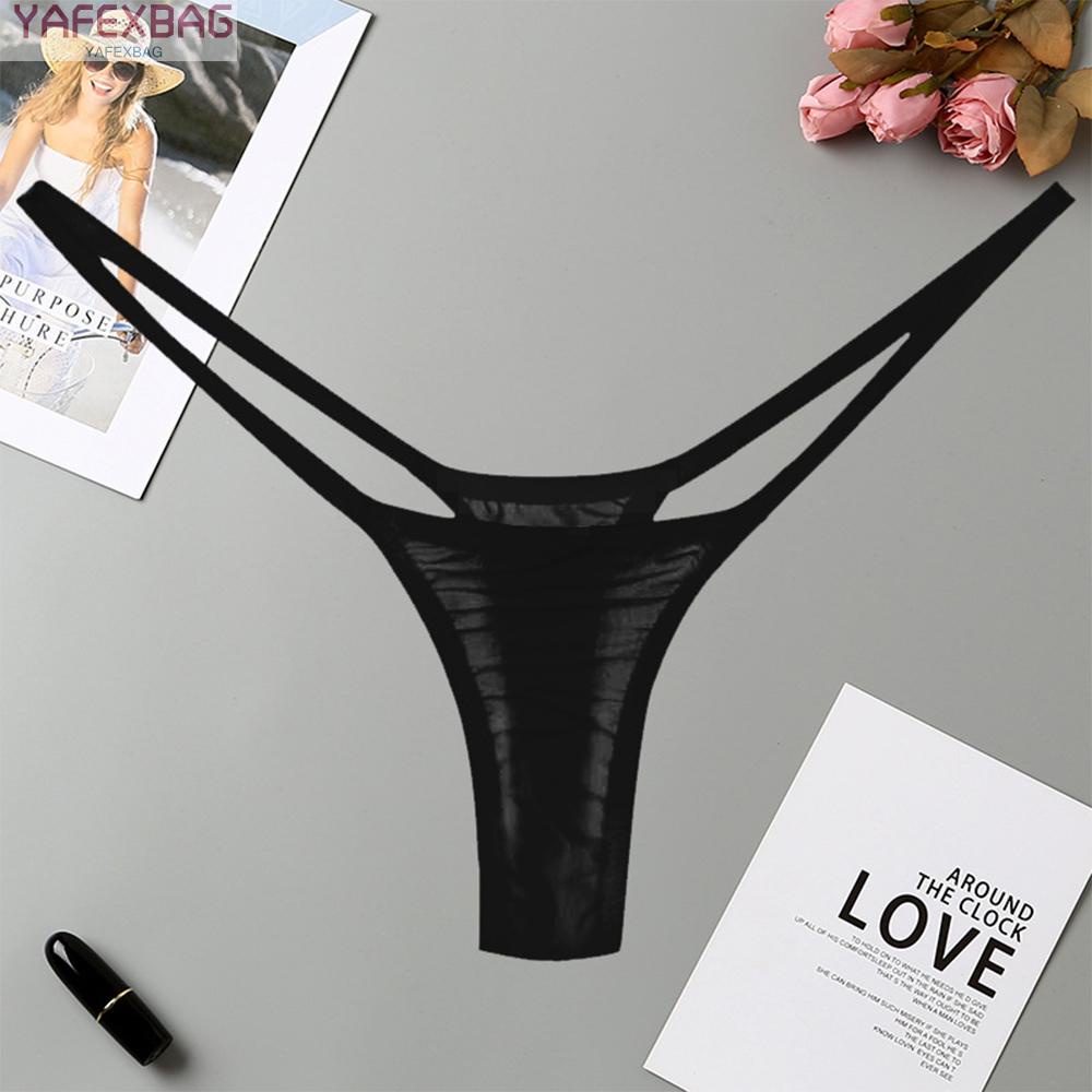 Women Brief Shiny Soft Solid Color Thong Breathable Clubwear Underwear
