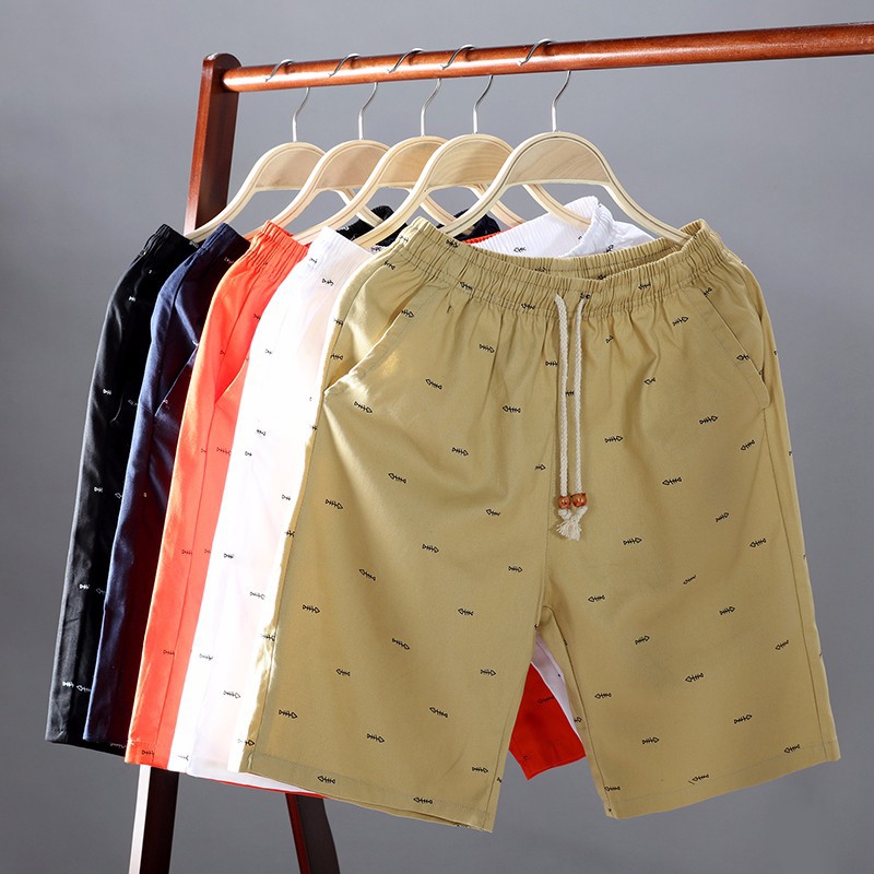 Quần short nam lưng thun cột dây in hình xương cá