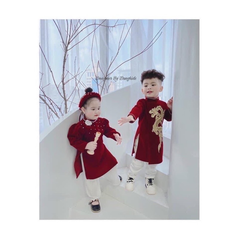 áo dài nhung bé trai & bé gái