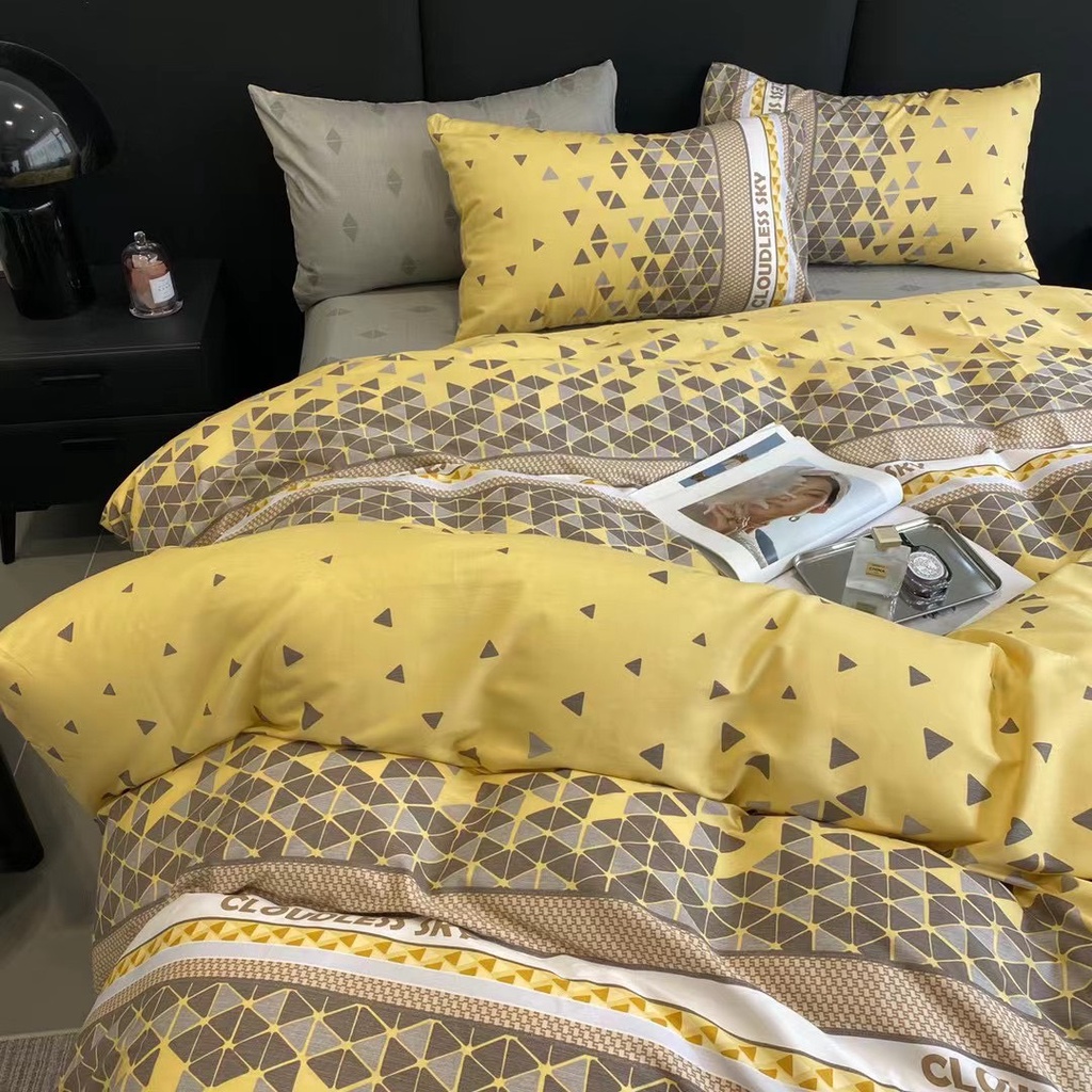 Bộ chăn ga gối cotton organic Tam giác vàng Dreamhome