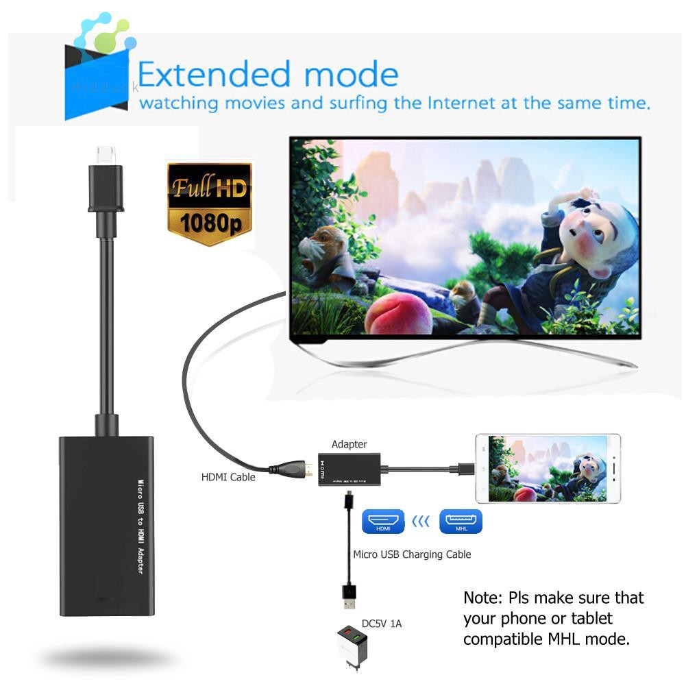 Dây Cáp Chuyển Đổi Hidduck1080p Micro Usb Sang Hdmi Mhl Với Micro Usb 5pin Sang 11pin Mới