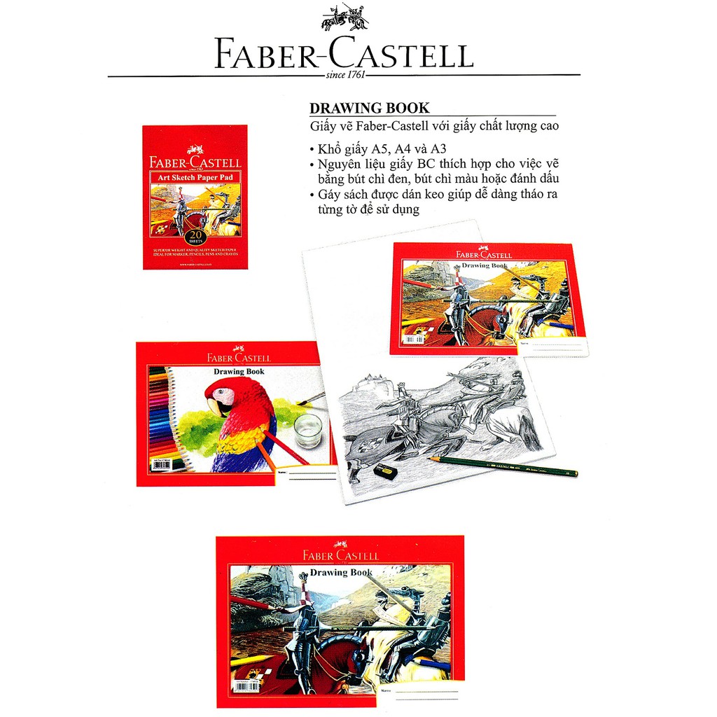 GIẤY VẼ MÀU NƯỚC A4 FABER-CASTELL 200 GSM (20 TỜ, 21x29.7 CM)