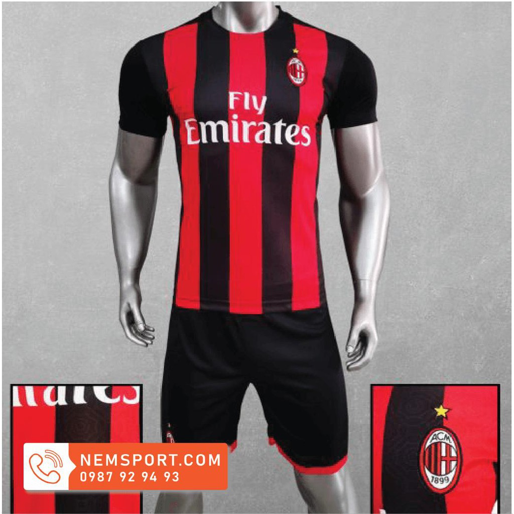 Áo Đá Bóng Nam CLB Ac milan mẫu Mới 2020-2021