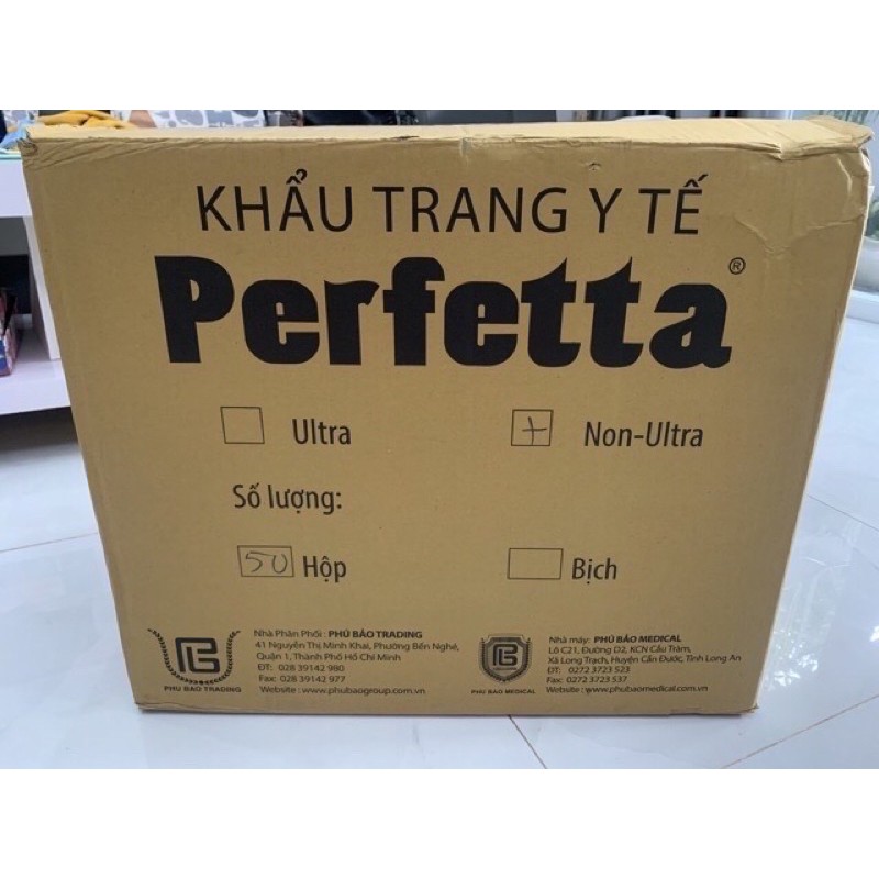 Hộp khẩu trang 3 lớp Perfetta ( 50 cái /hộp)