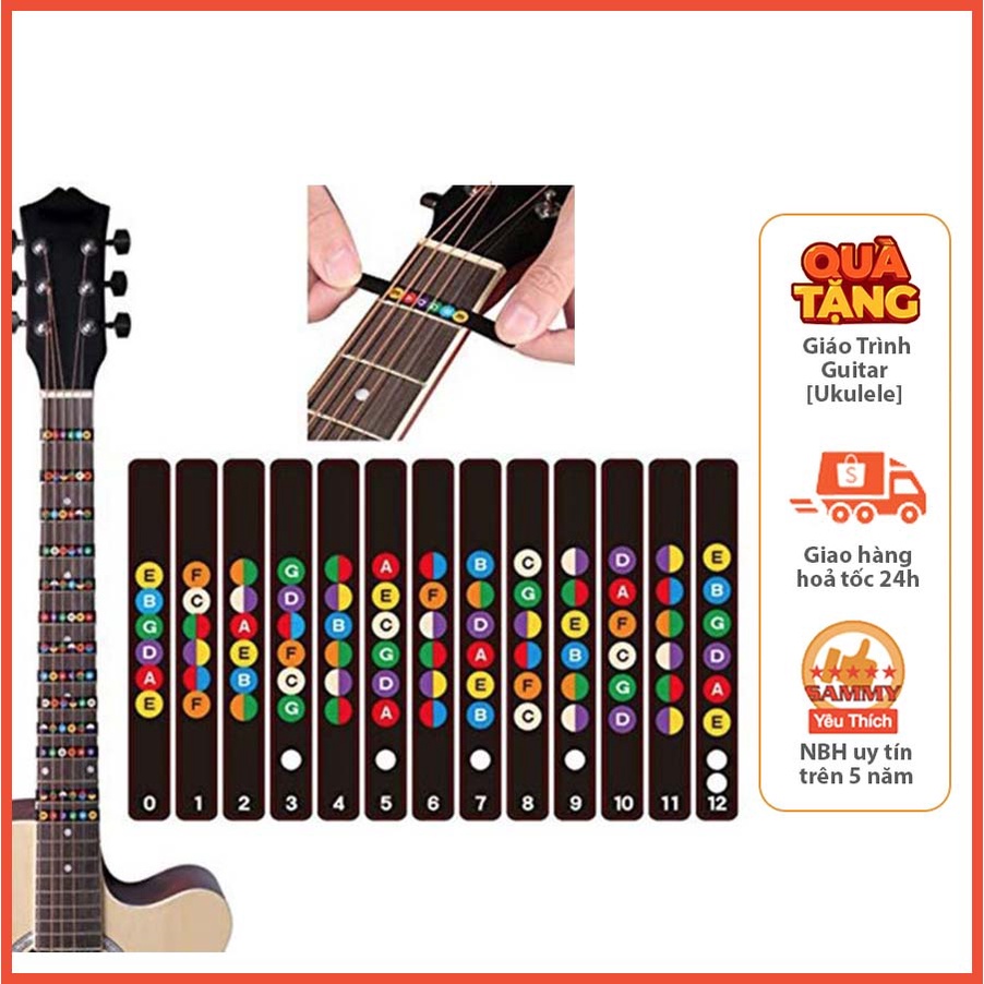 [ Tặng Giáo Trình Guitar ] GUITAR Note sticker - MIẾNG DÁN ĐÁNH DẤU VỊ TRÍ NỐT NHẠC TRÊN ĐÀN GUITAR NOTE Decal