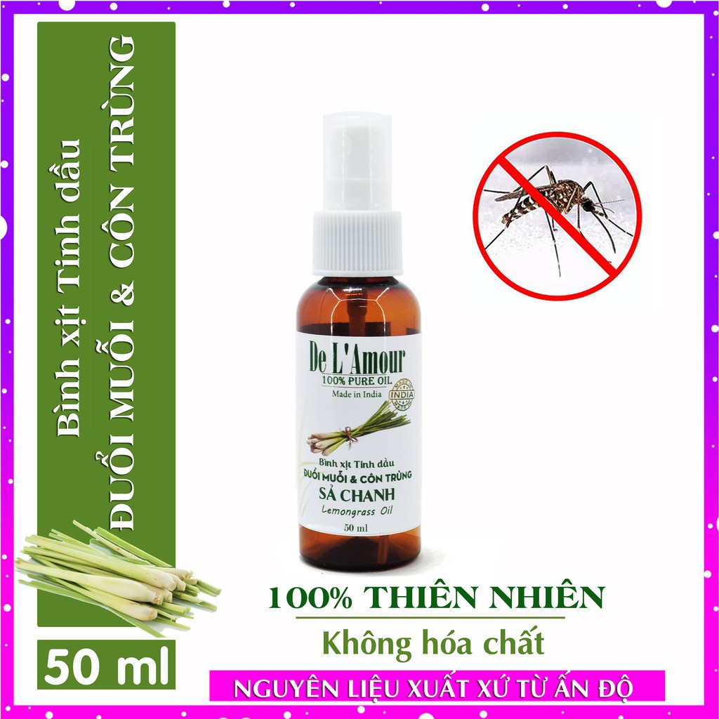 Bộ 3 bình xịt tinh dầu sả chanh khử mùi diệt khuẩn binh xit tinh dau 50ml - bình xịt tinh dầu đuổi muỗi và Côn trùng