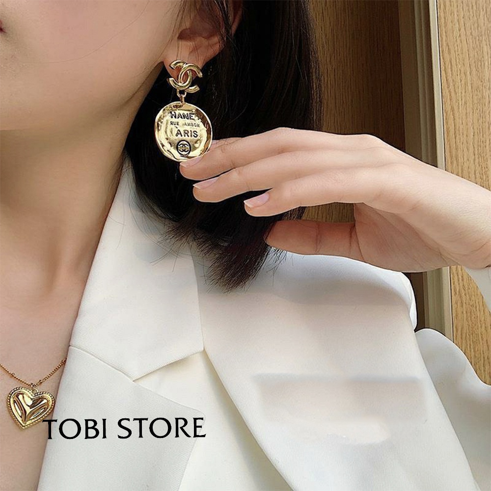 Bông tai nữ thương hiệu CC Cha.nel Pa.ris mạ vàng cổ điển TB456 TOBI STORE