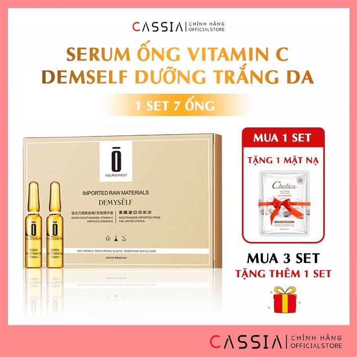 Serum Vitamin C Dưỡng Ẩm Trắng Da, Tinh Chất Dưỡng Da, Se Khít Lỗ Chân Lông, Chống Lão Hóa, Trẻ Hóa Da (2ml * 7 ống)