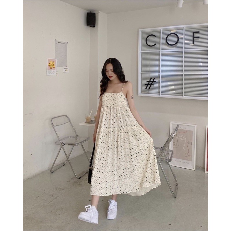 [Mã FAGREEN245 giảm 10% tối đa 30K đơn 99K] Đầm maxi hoa nhí 2 dây nơ lưng | BigBuy360 - bigbuy360.vn