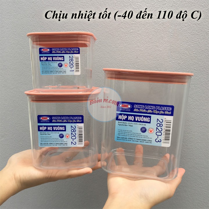 Bộ 3 hộp đựng thực phẩm Hàn Quốc Vuông Nhựa Song Long 2820 cao cấp - Buôn rẻ 01014