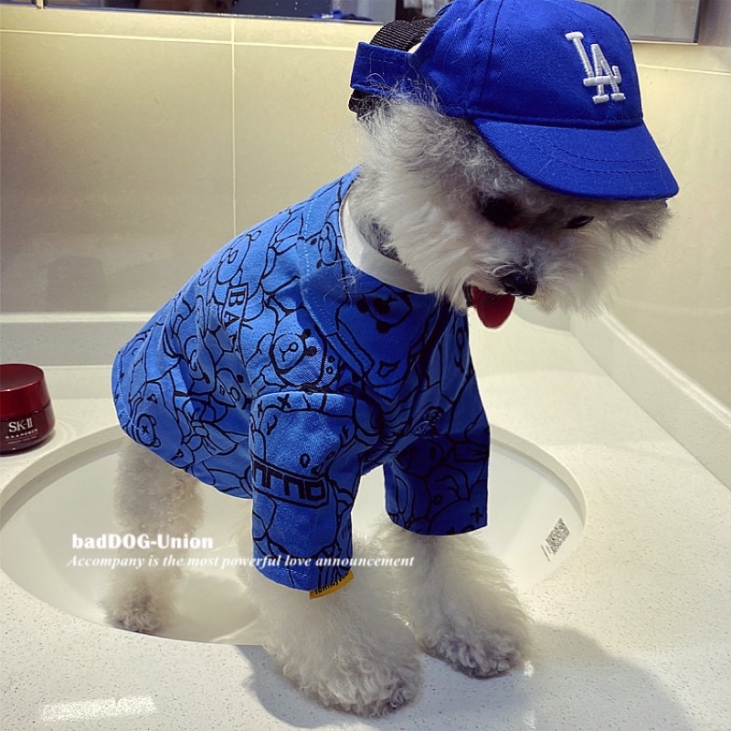 ÁO SƠ MI GẤU XANH cho chó mèo