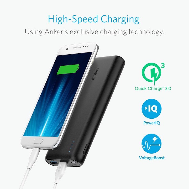 [Mã 159ELSALE hoàn 7% đơn 300K] Pin Sạc Dự Phòng ANKER PowerCore Speed 20000mAh, QC 3.0 24W & PowerIQ - A1278