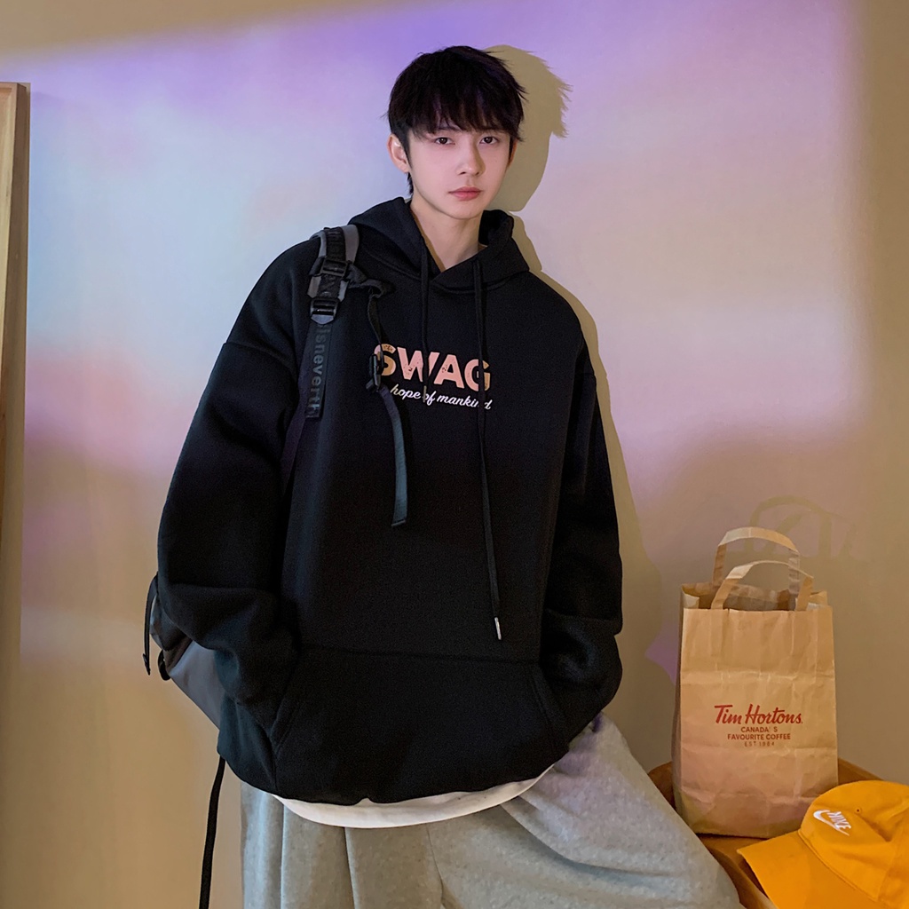 Áo hoodie dáng rộng phong cách hong kong cá tính thời trang xuân thu 2021 cho nam