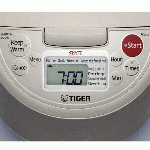 Nồi cơm điện tử nắp gài cao tần IH 1L Tiger JKW-A10W 1210W màu inox viền cà phê sữa - Hàng chính hãng