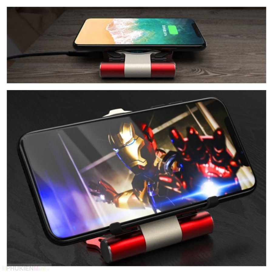 Đế sạc không dây wireless charger kiêm đế dựng có 2 cổng vào Micro USB và USB-C
