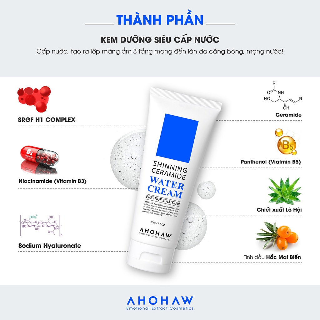 Kem dưỡng  AHOHWA làm dịu - phục hồi nhanh Shinning Ceramide Water Cream (80gr - 200gr)