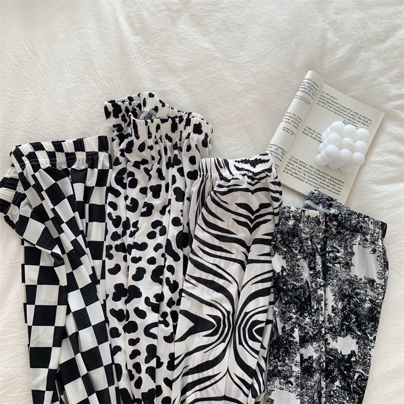 Quần harem Lưng Thun Co Giãn Dáng Rộng Họa Tiết Kẻ Ô Thời Trang Xuân Hè Mới Cho Nữ