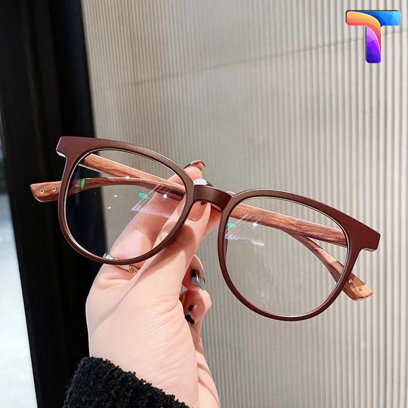 Mắt kính chống ánh sáng xanh vân gỗ tròn nam nữ 30135 [Có sẵn] [Ảnh thật]