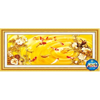Tranh đính đá cửu ngư quần hội đẹp rẻ 160x70cm