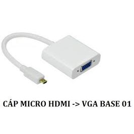 Cáp Micro HDMI -&gt; Vga audio 0.3m BASE 01 , cáp chuyển từ máy quay phim cổng micro HDMI sang màn hình cổng VGA