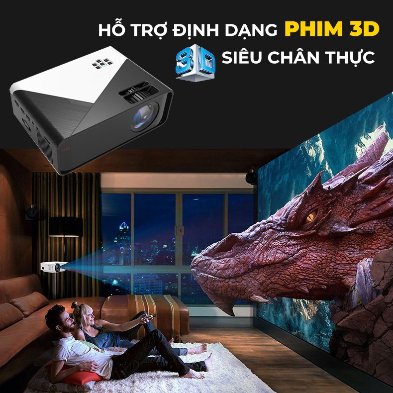 Máy chiếu mini Aluh Smart Android 2-16gb độ phân giải 1080p xem phim full HD sắc nét