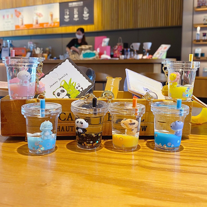 Móc Khóa Hình Ly Trà Sữa Hoạt Hình Đáng Yêu