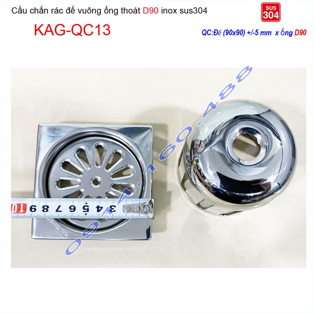 Cầu chắn rác sân thượng KAG-QC13-D90 inox SUS304, cầu chắn rác D90 Roca, phễu thoát nước mưa