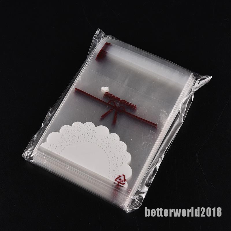 Set 100 Túi Thủy Tinh Đựng Thực Phẩm In Ren Dễ Thương Tiện Lợi