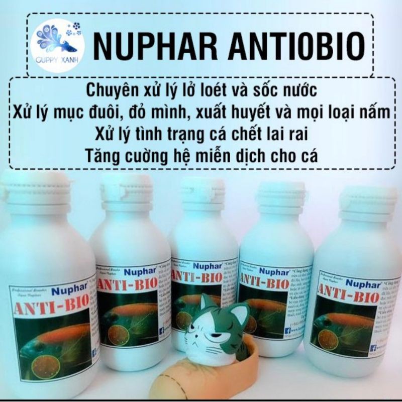 Anti bio - NƯỚC RỬA TRÙN CHỈ - XỬ LÝ TÚM LẮC CÁ - Nuphar Guppy Xanh