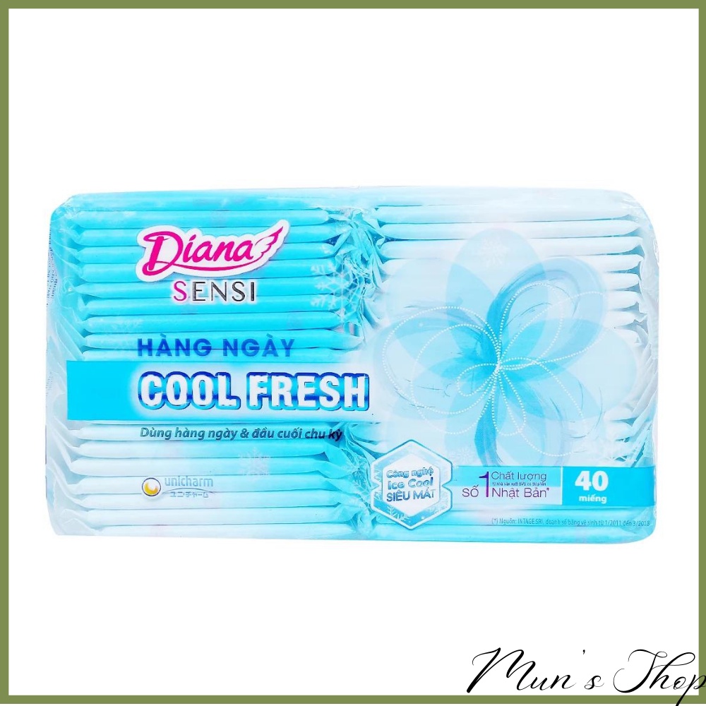 Băng vệ sinh hàng ngày DIANA Sensi Cool Fresh - bvs diana 40 Miếng Xanh Dương