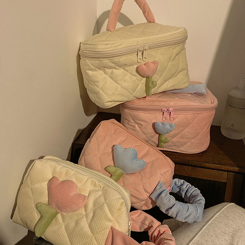 Túi Đựng Đồ Trang Điểm Họa Tiết Hoa Tulip