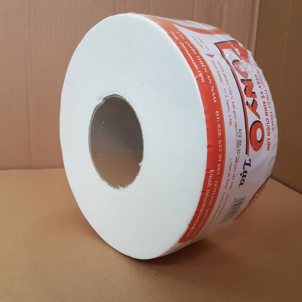 Giấy vệ sinh cuộn lớn 700g PONYO LỤA - chất lượng cao cấp, bột giấy nguyên chất