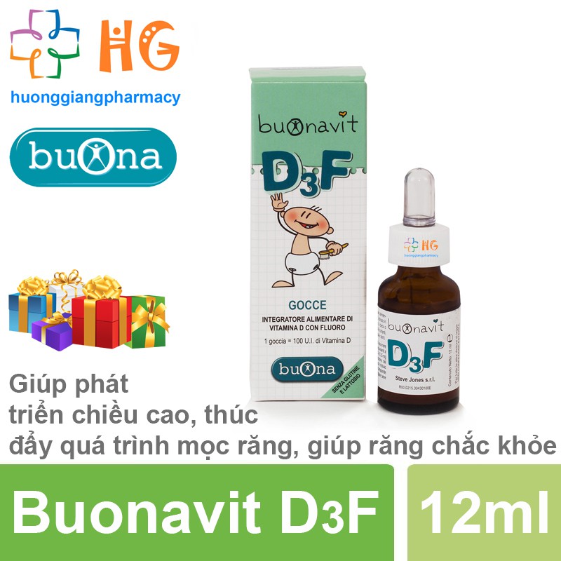 [Kèm Quà Tặng] Buonavit D3F - Bổ sung Vitamin D3 và Flo, giúp duy trì cấu trúc xương và răng, tăng tạo khoáng men răng