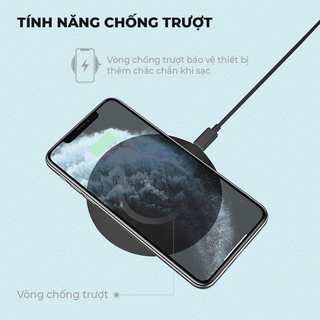 Đế sạc không dây Energizer 15W kèm cáp MicroUSB - WCP105BK