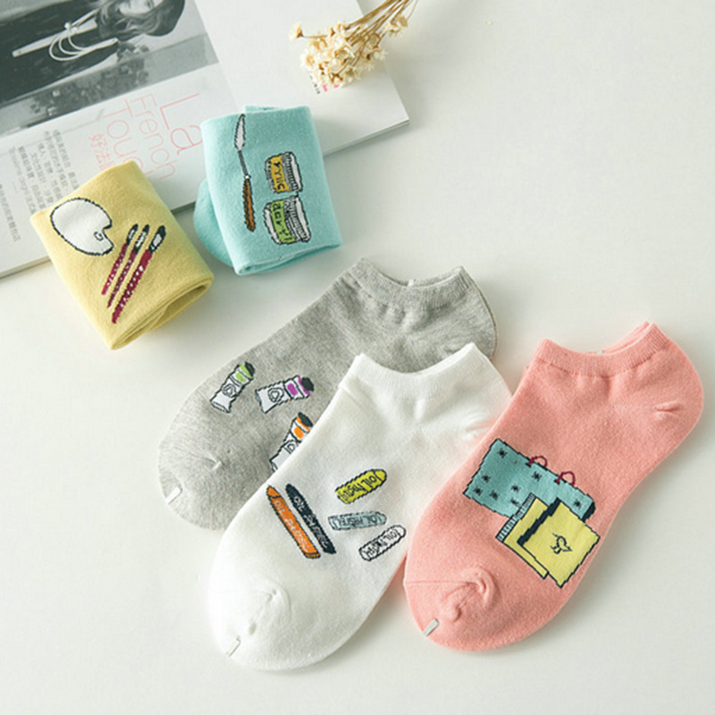 Bộ 5 đôi tất họa tiết hoạt hình xinh xắn ngộ nghĩnh dành cho nữ